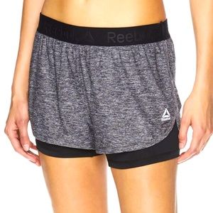 reebok womens shorts (with bulit in shorts underneath) size Large
